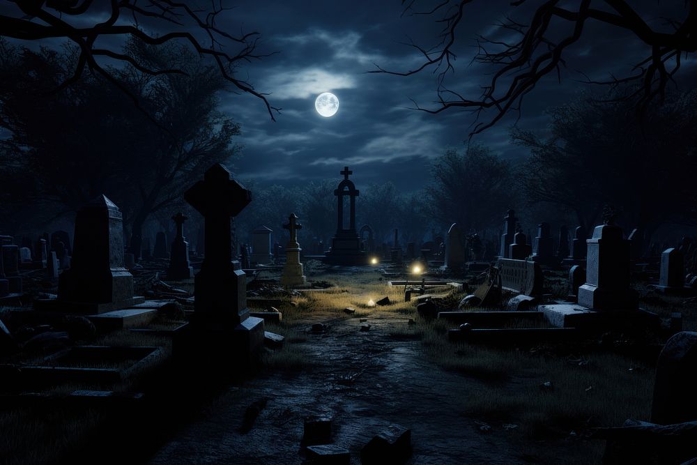 Night Cemetery Horror cemetery. | Premium Photo - rawpixel