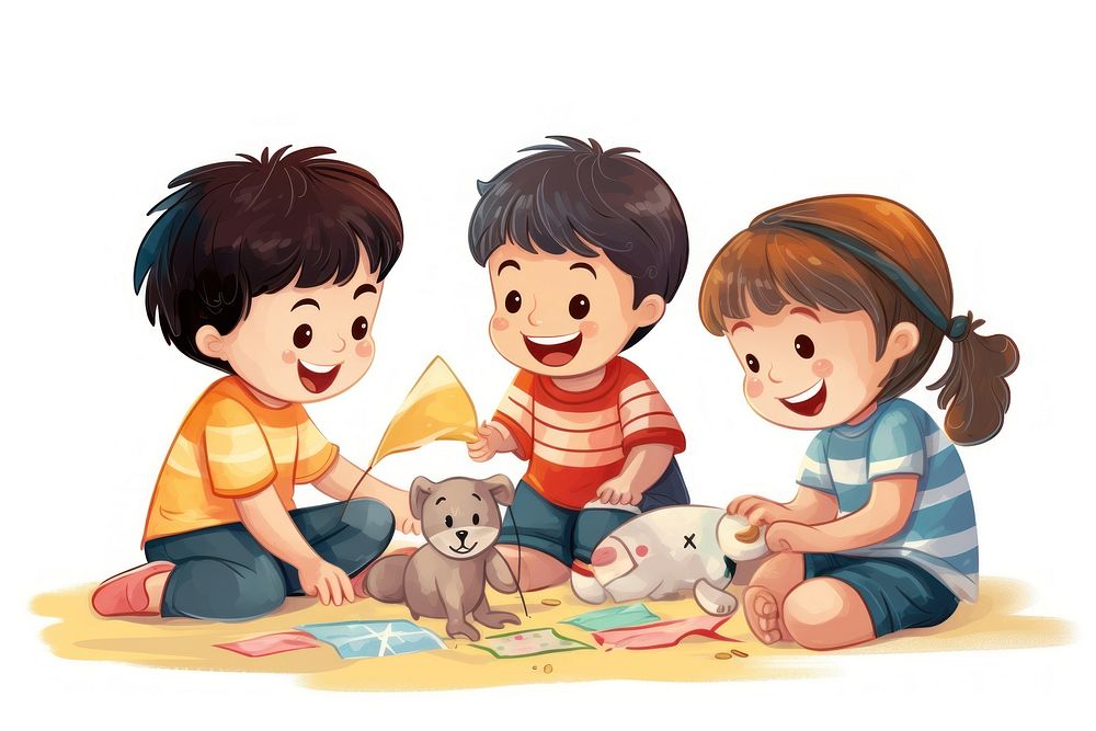Three children playing baby togetherness friendship. AI generated Image by rawpixel.
