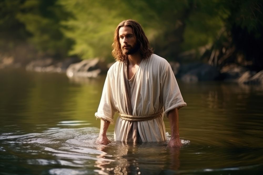 Baptism Jesus Christ Jordan River outdoors. AI generated Image by rawpixel.