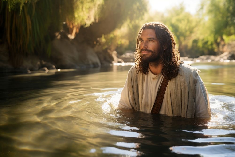 Baptism Jesus Christ Jordan River portrait. AI generated Image by rawpixel.