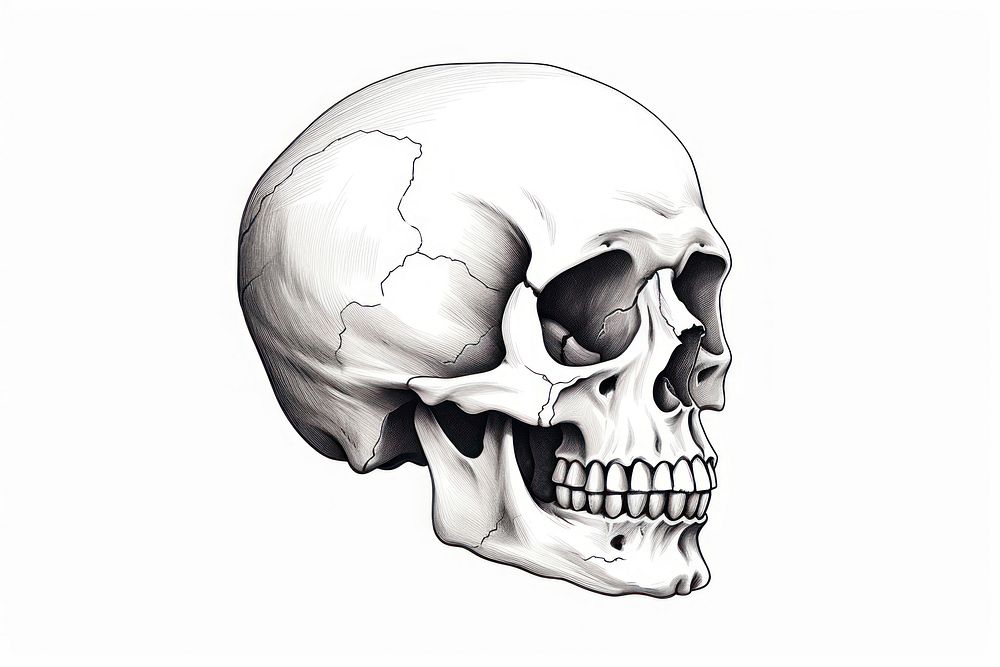 Skull Outline drawing sketch. AI generated Image by rawpixel.