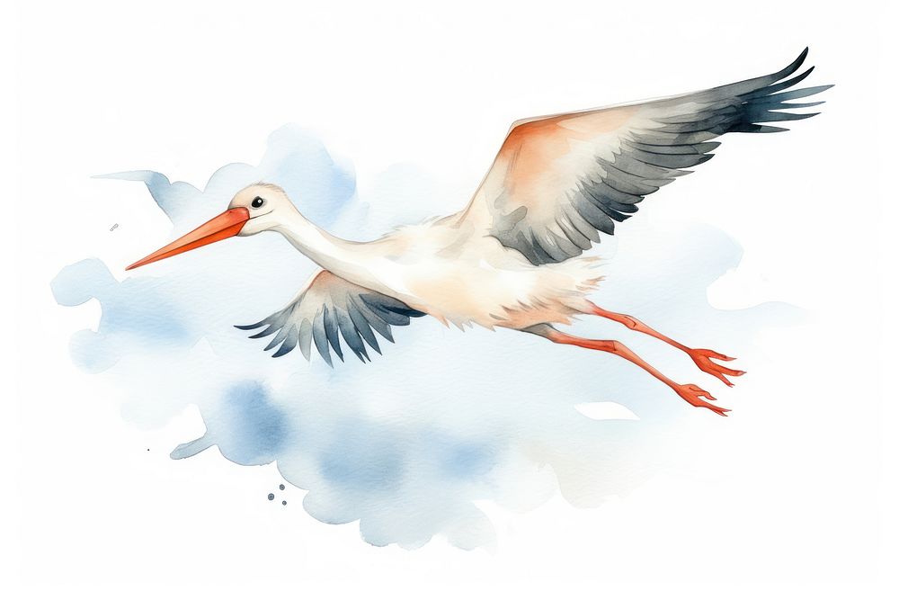 Stork animal flying bird. AI generated Image by rawpixel.