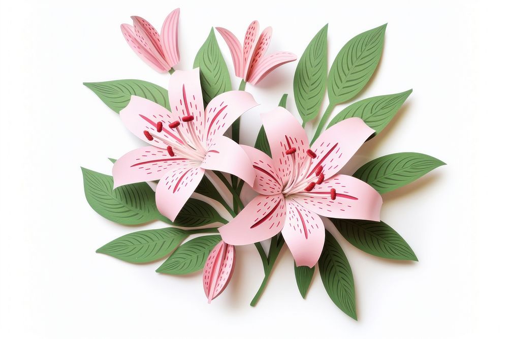 Lillys flower paper plant. AI generated Image by rawpixel.