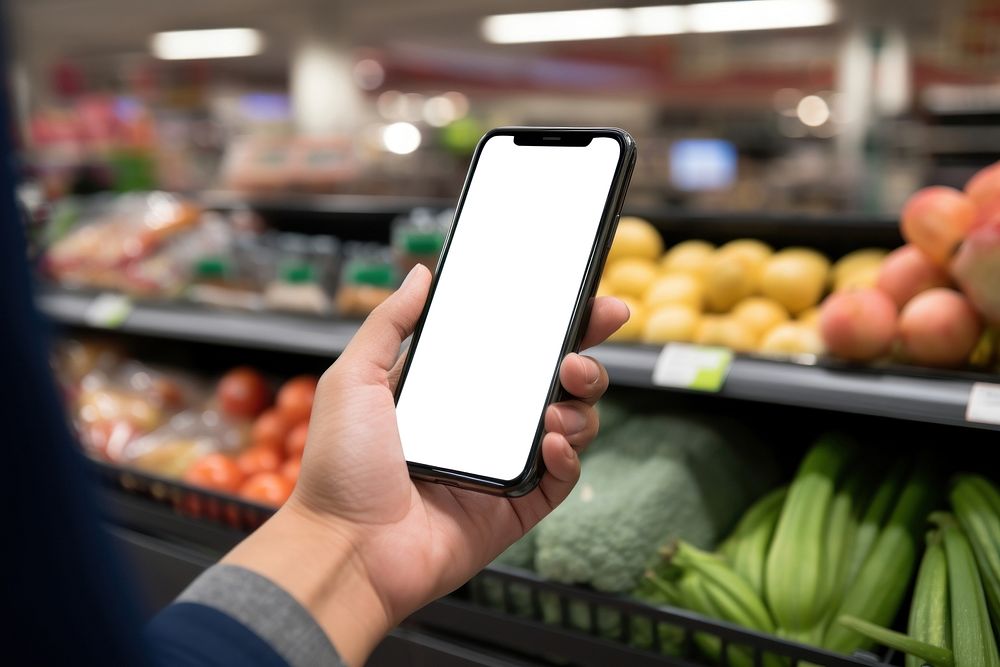 Cashless payment scanning supermarket phone consumerism. AI generated Image by rawpixel.
