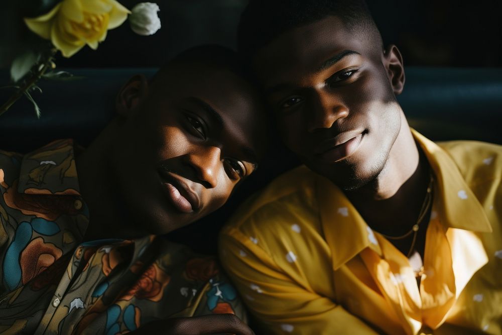 Gay couple photography portrait adult. AI generated Image by rawpixel.