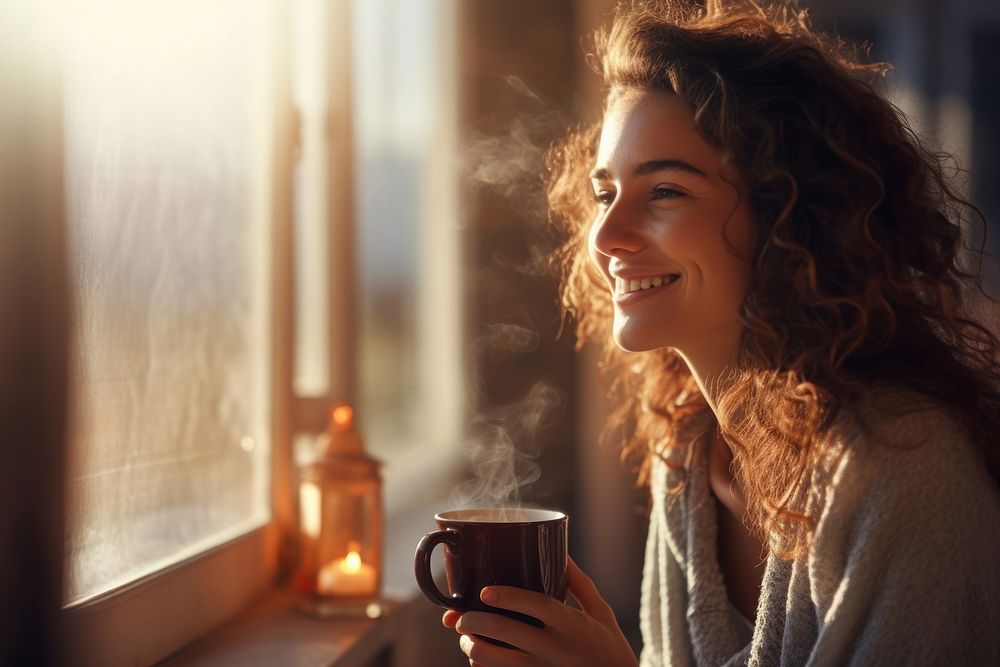 Brewing tea smiling adult woman. AI generated Image by rawpixel.