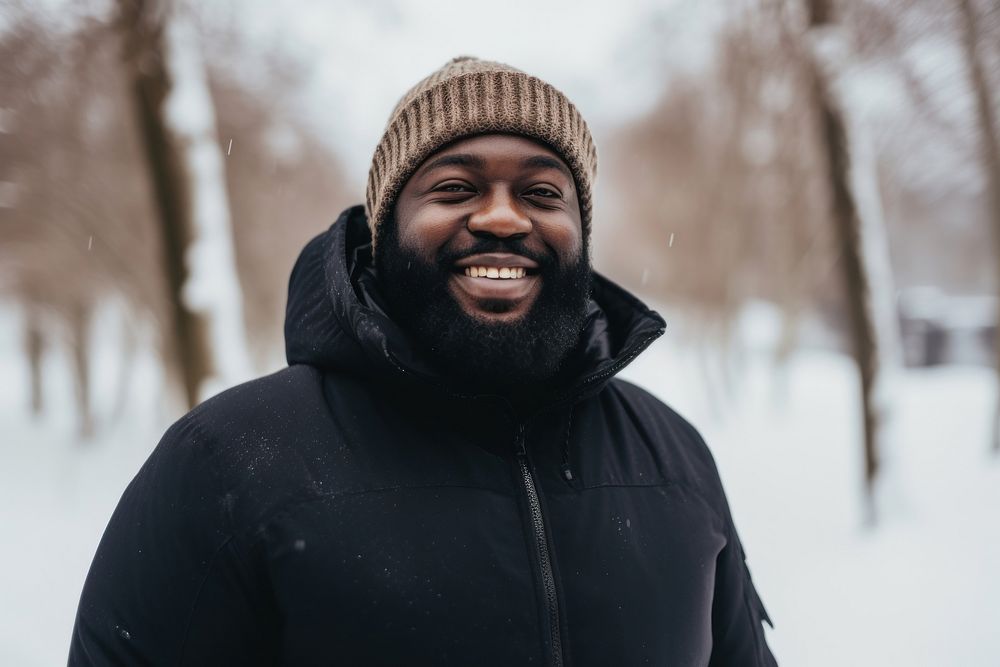 Winter clothes portrait smiling adult. 