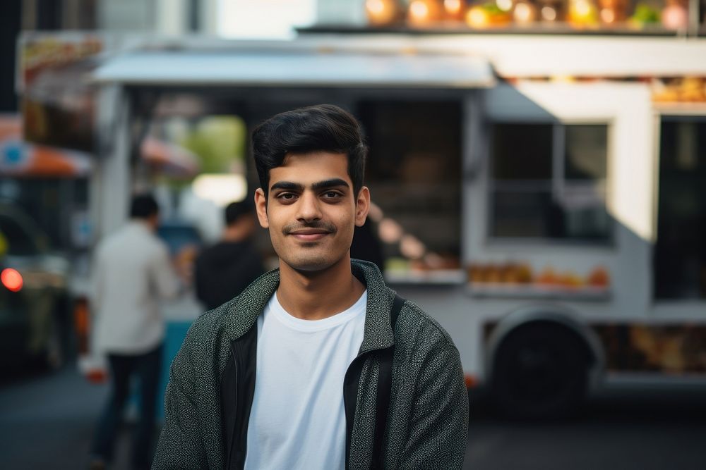 Food truck portrait vehicle adult. 