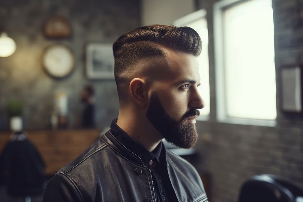 Barber shop adult male contemplation. AI generated Image by rawpixel.