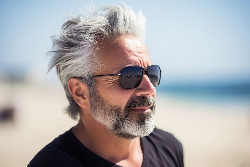 Sunglasses portrait outdoors beard. AI generated Image by rawpixel.
