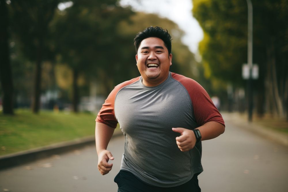 Jogging portrait running smiling. AI generated Image by rawpixel.