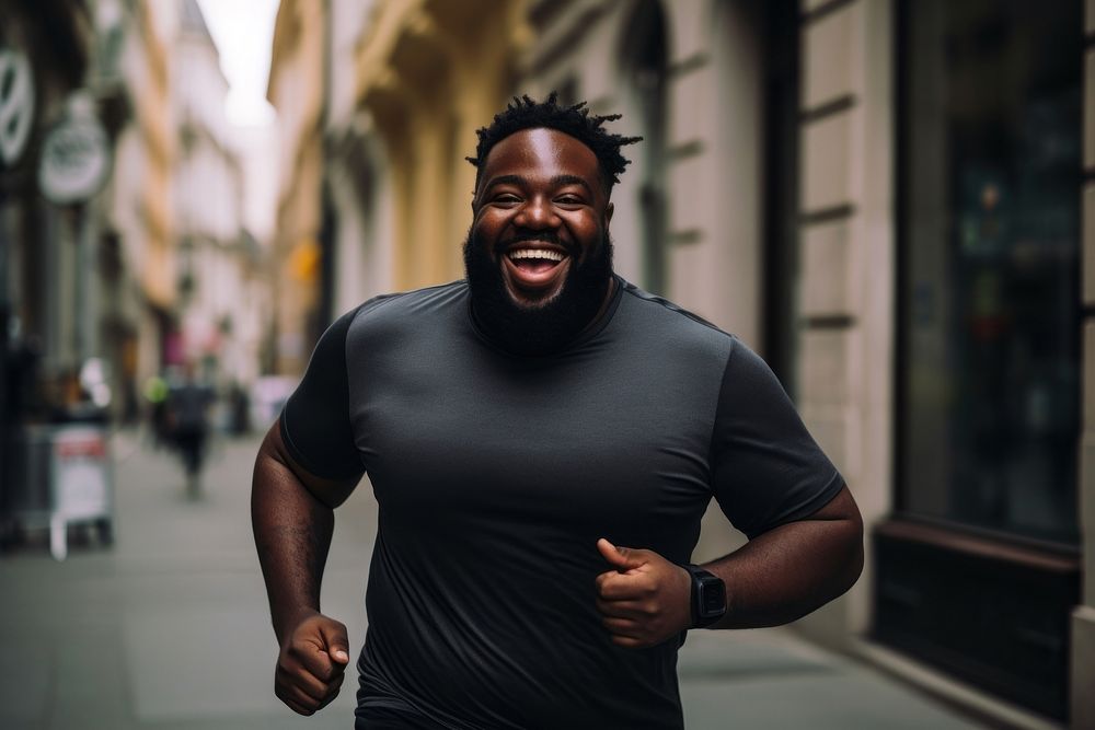 Jogging smiling adult man. AI generated Image by rawpixel.