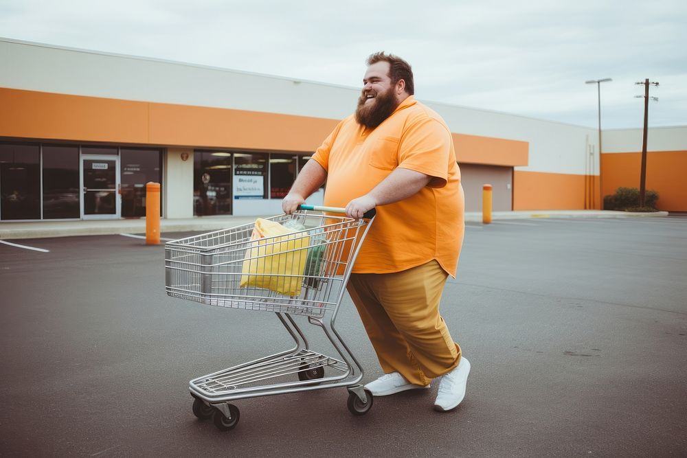 Pushing grocery cart adult man architecture. AI generated Image by rawpixel.