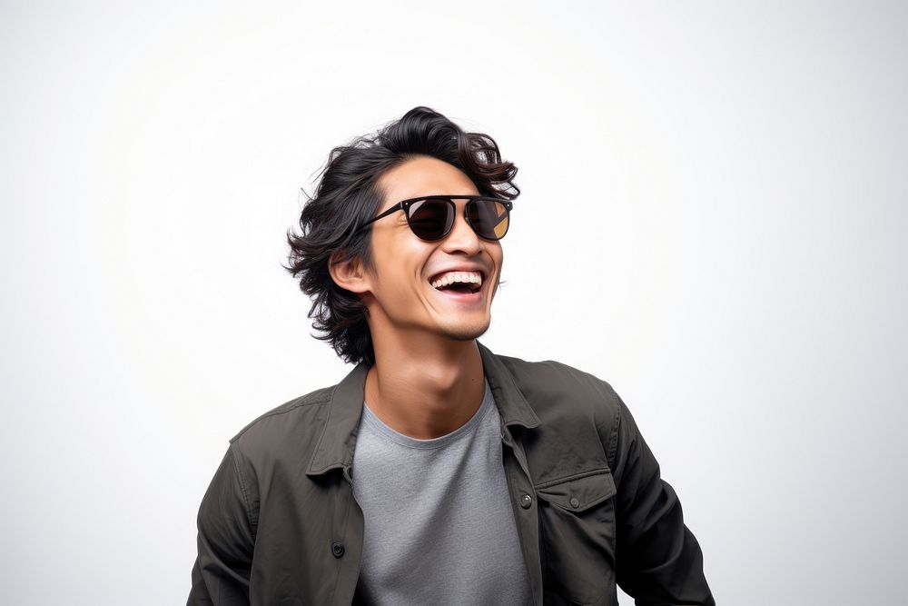 Sunglasses man laughing portrait. AI generated Image by rawpixel.