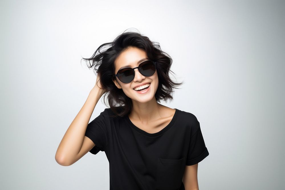 Sunglasses woman portrait smiling. AI generated Image by rawpixel.