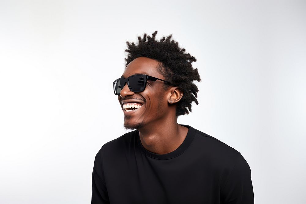 Sunglasses man portrait laughing. AI generated Image by rawpixel.