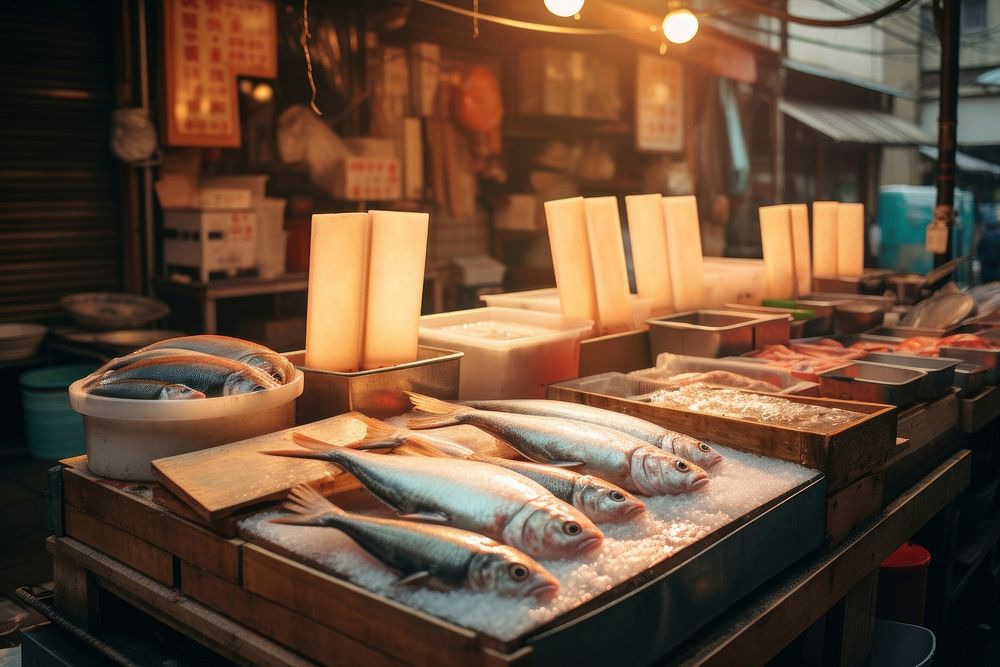 Fish market food architecture freshness. AI generated Image by rawpixel.
