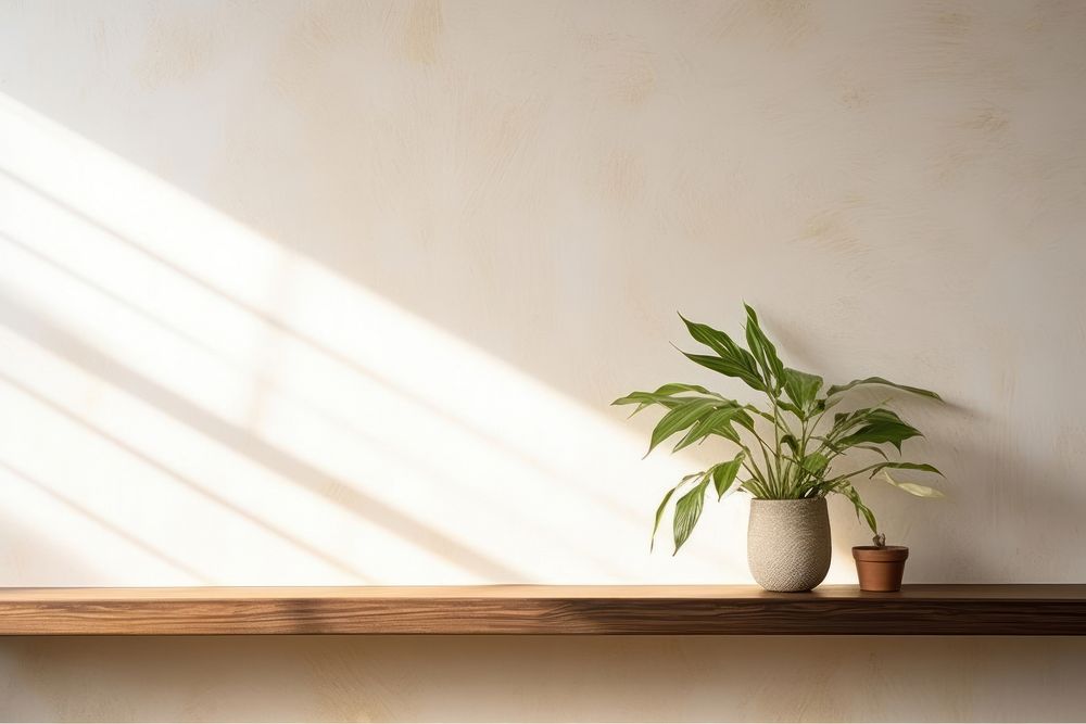 Houseplant windowsill light wood. AI generated Image by rawpixel.