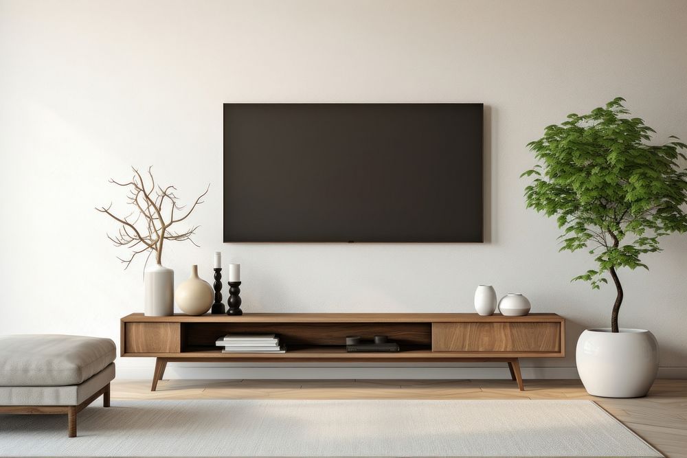 Living room architecture television furniture. AI generated Image by rawpixel.