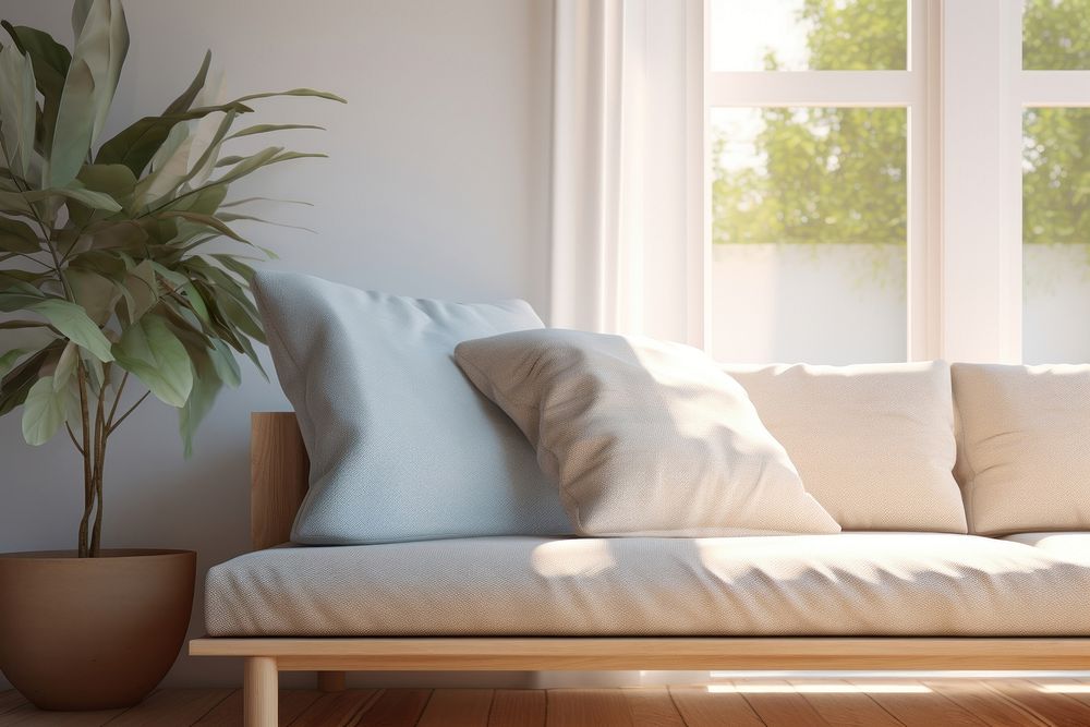 Living room pillow architecture furniture. AI generated Image by rawpixel.