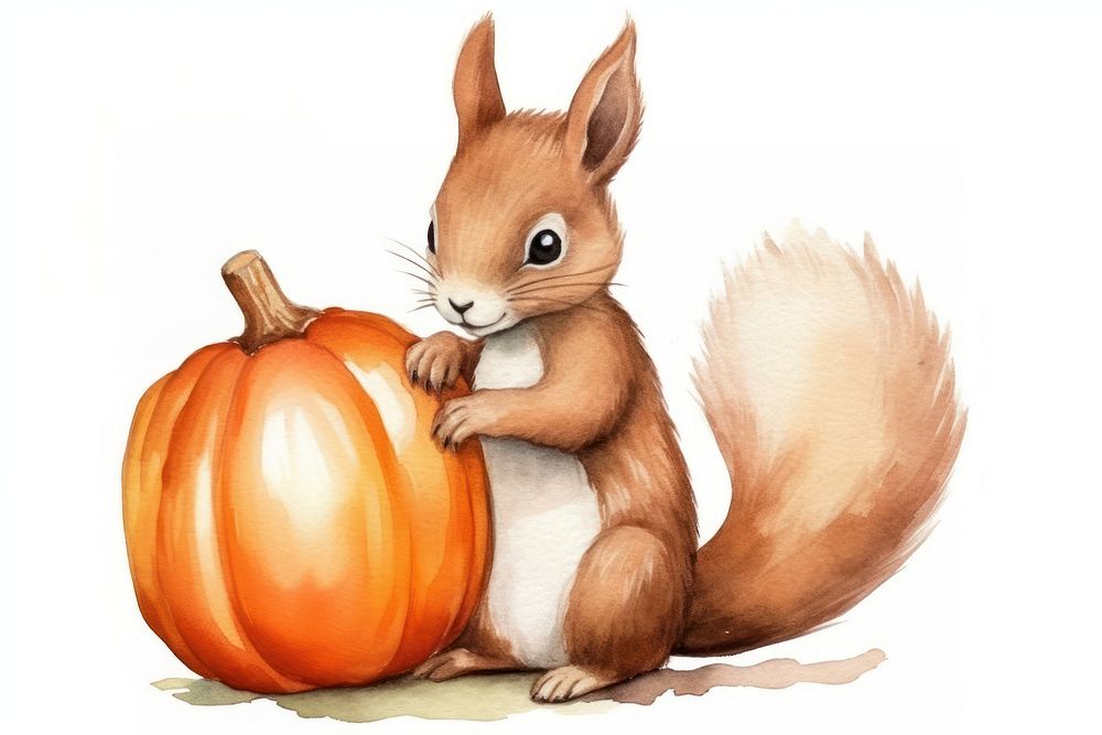 Squirrel pumpkin rodent mammal. AI generated Image by rawpixel.