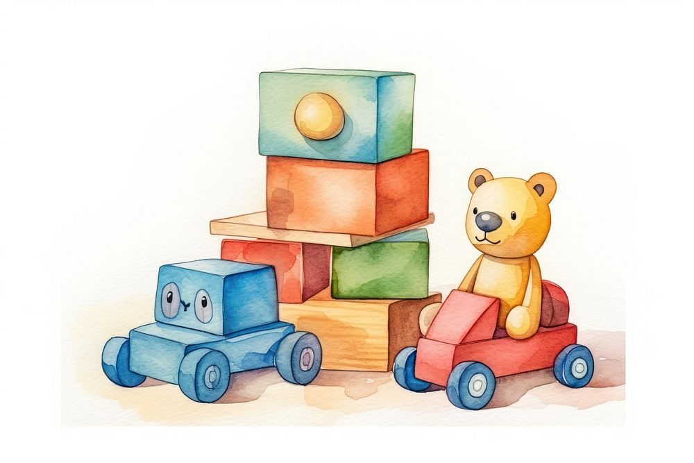 Wood block set toy vehicle car. AI generated Image by rawpixel.