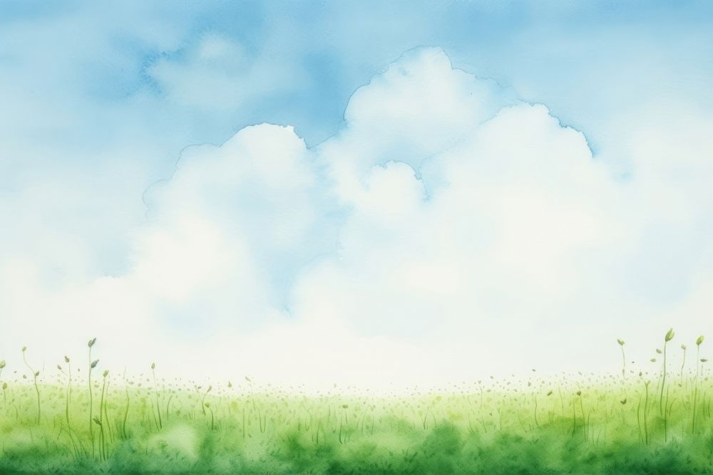 Grass green sky grassland. AI generated Image by rawpixel.