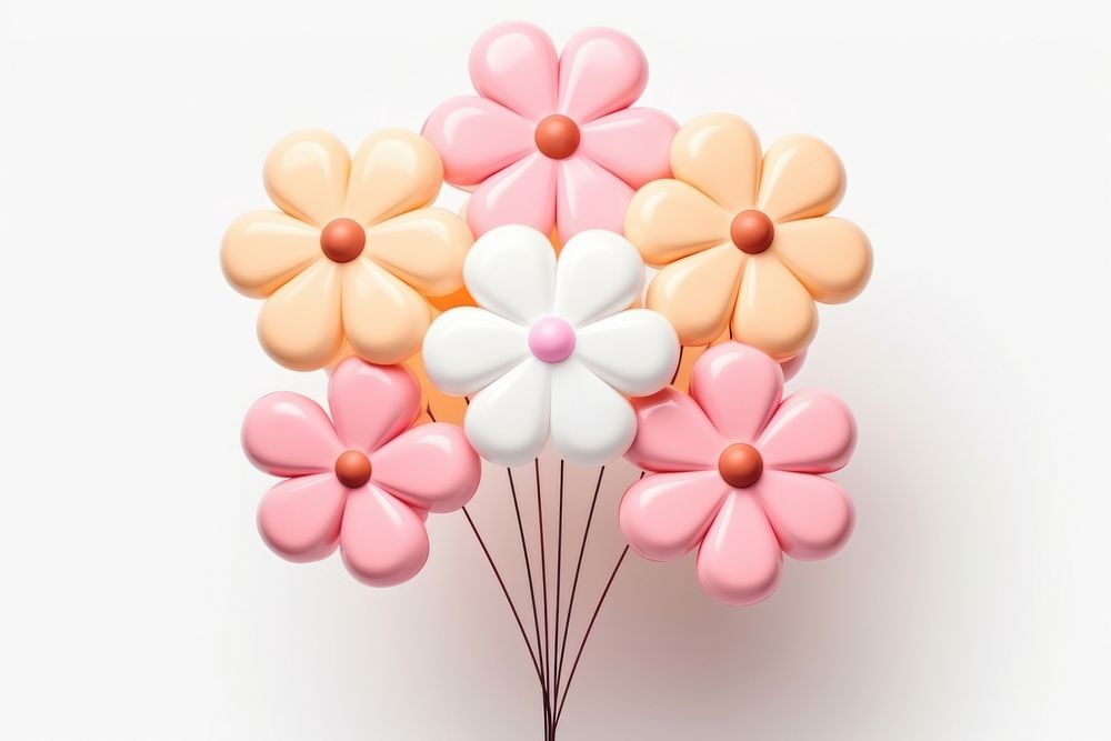 Flower balloon bouquet arrangement white background inflorescence celebration. AI generated Image by rawpixel.