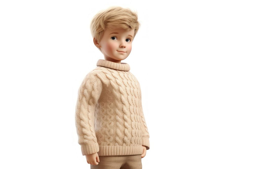 Biege sweater doll toy white background. AI generated Image by rawpixel.