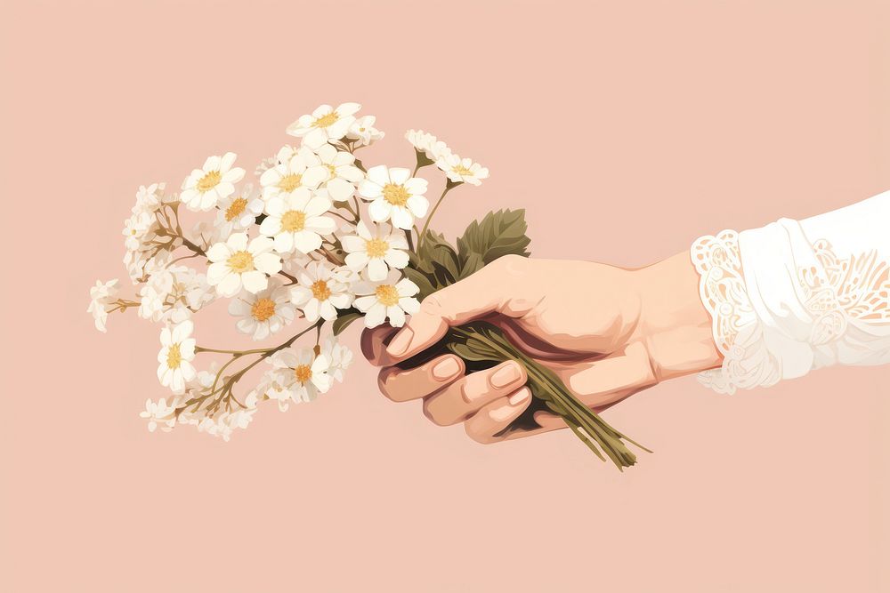 Hand holding a flower hand finger plant. AI generated Image by rawpixel.