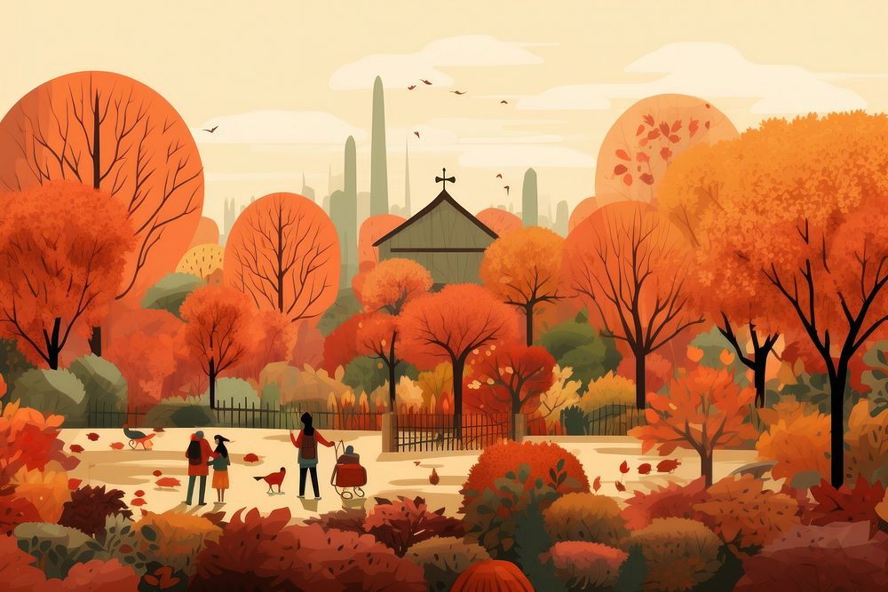 Autumn Garden landscape outdoors autumn. AI generated Image by rawpixel.