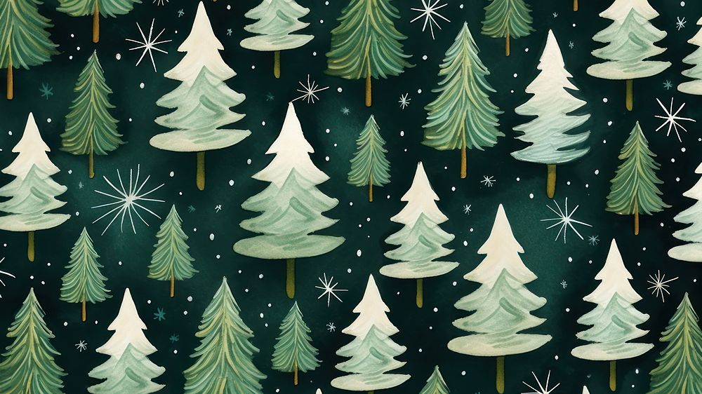 Christmas green watercolor pattern background.  