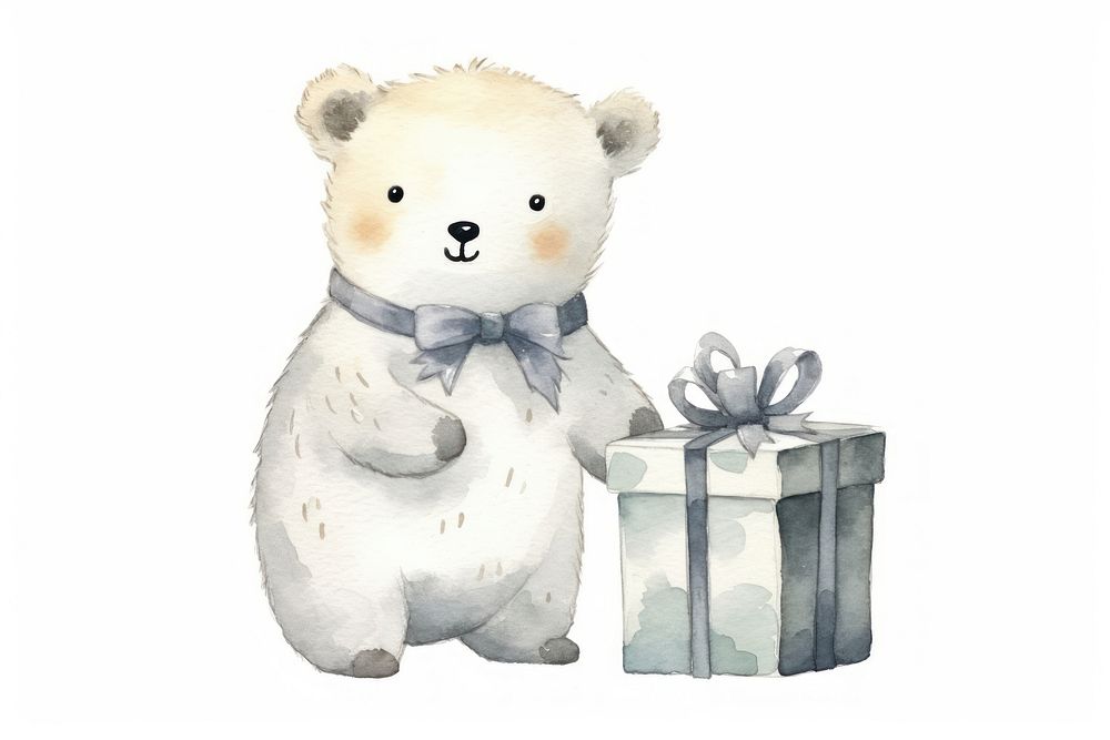 Animal holding a gift box cartoon mammal bear. AI generated Image by rawpixel.