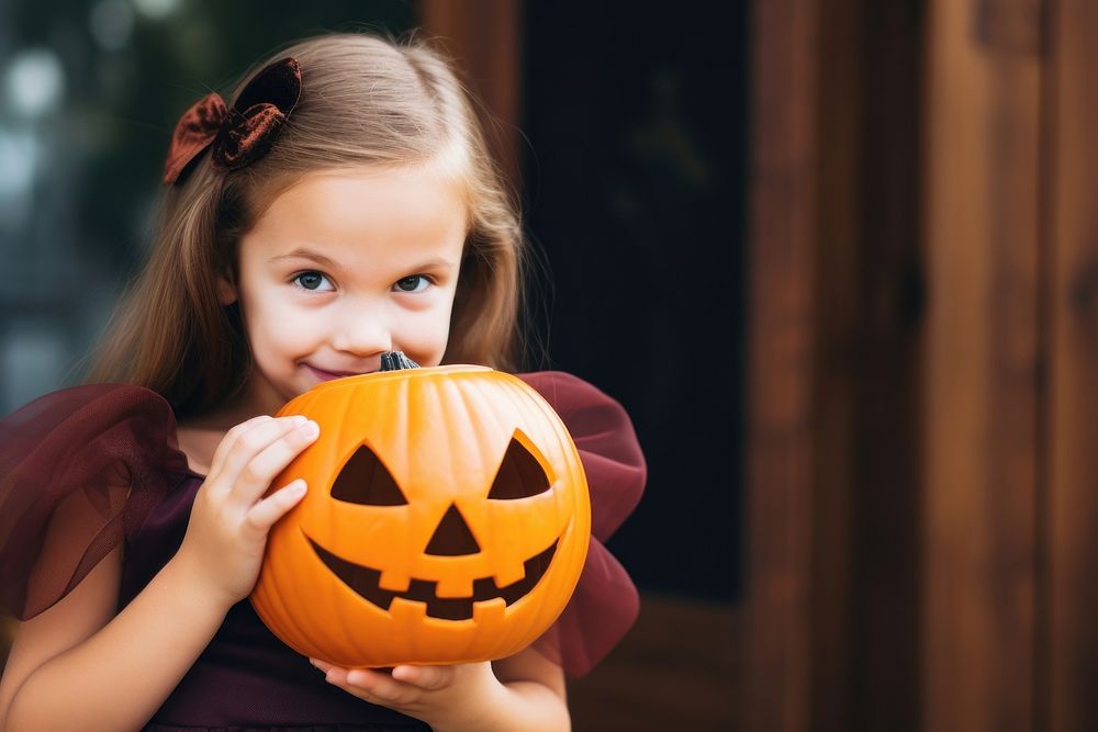 Halloween pumpkin halloween costume child. AI generated Image by rawpixel.