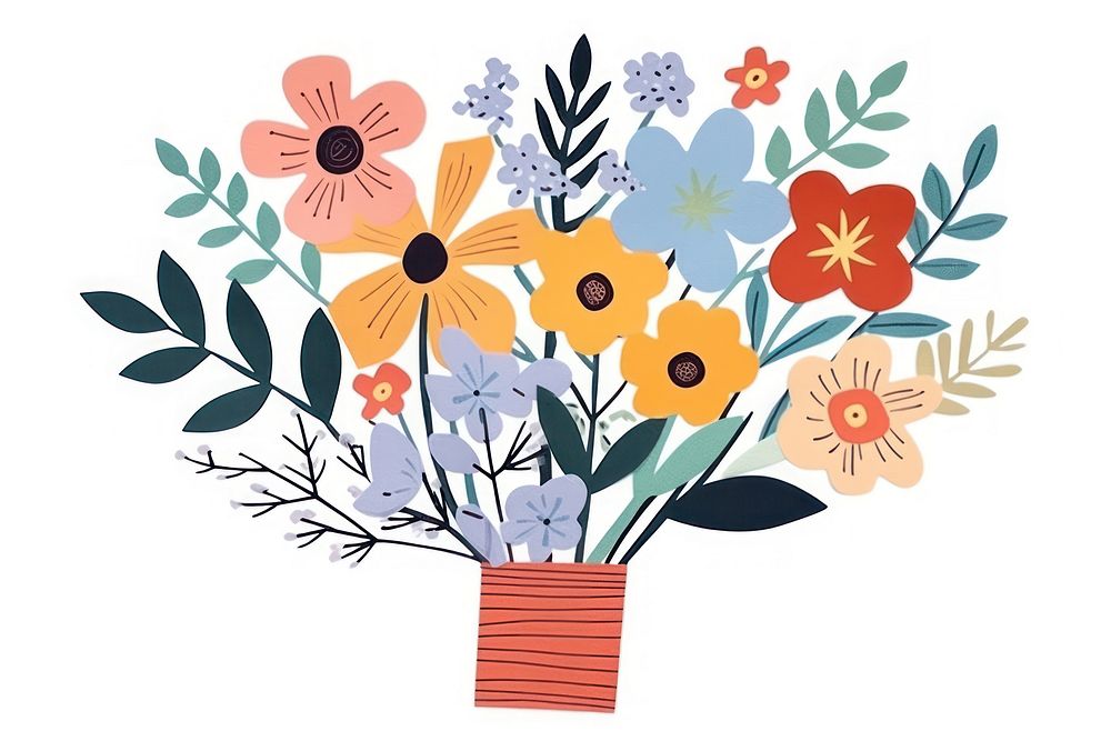 Flower pattern drawing plant. AI generated Image by rawpixel.
