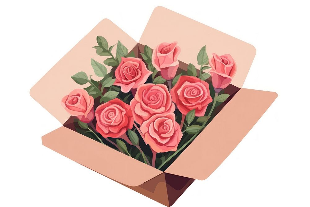 Rose flower plant box. AI generated Image by rawpixel.