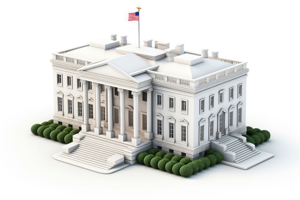 3d isometric white house architecture building. AI generated Image by rawpixel.