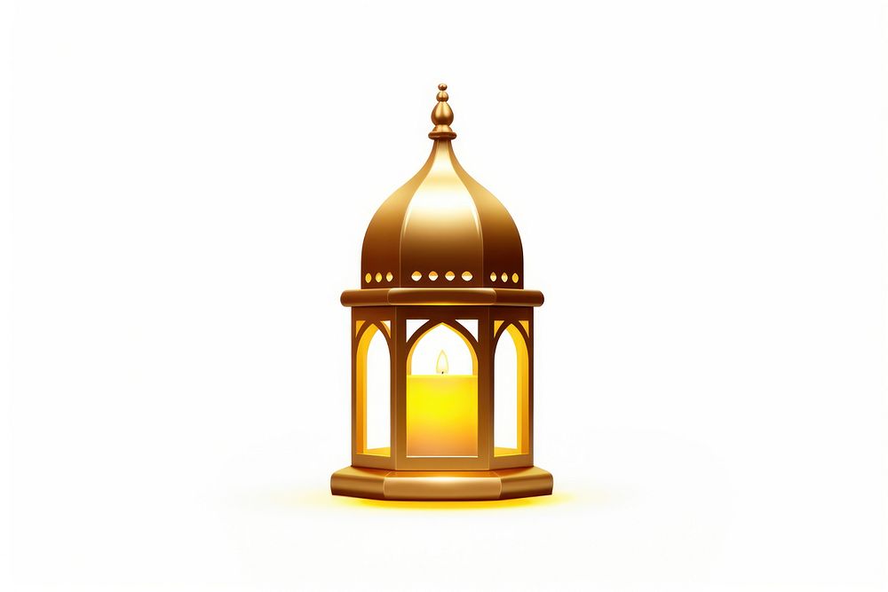 Golden muslim lantern architecture lamp white background. AI generated Image by rawpixel.