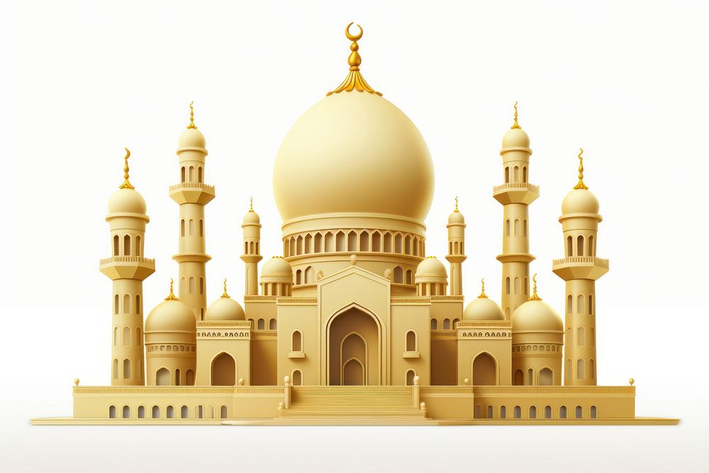 Golden muslim mosque architecture building dome. AI generated Image by rawpixel.