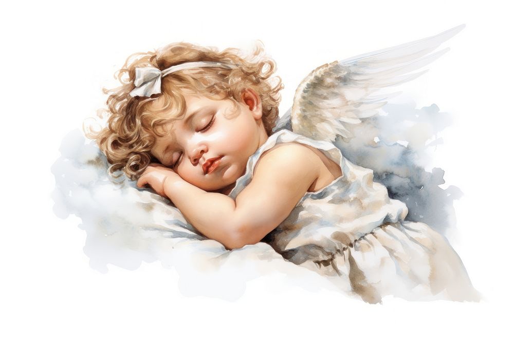 Angel baby sleeping portrait. 