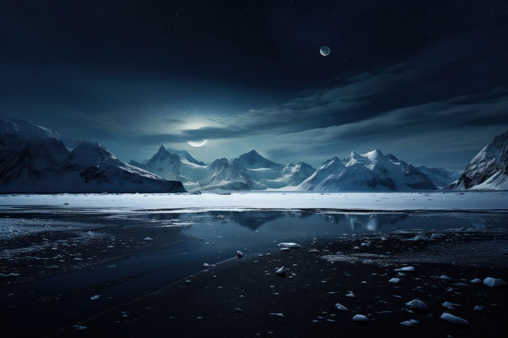 Antarctic night landscape astronomy. AI generated Image by rawpixel.