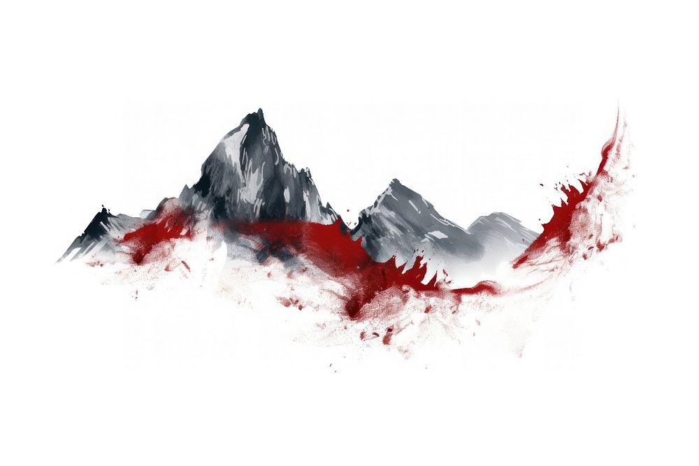 Mountain nature art white background. AI generated Image by rawpixel.