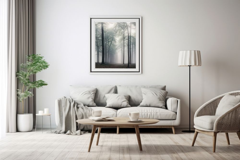 Living room furniture cushion pillow. AI generated Image by rawpixel.