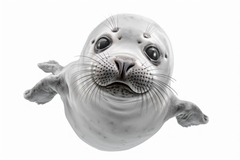 Baby seal animal mammal white background. AI generated Image by rawpixel.