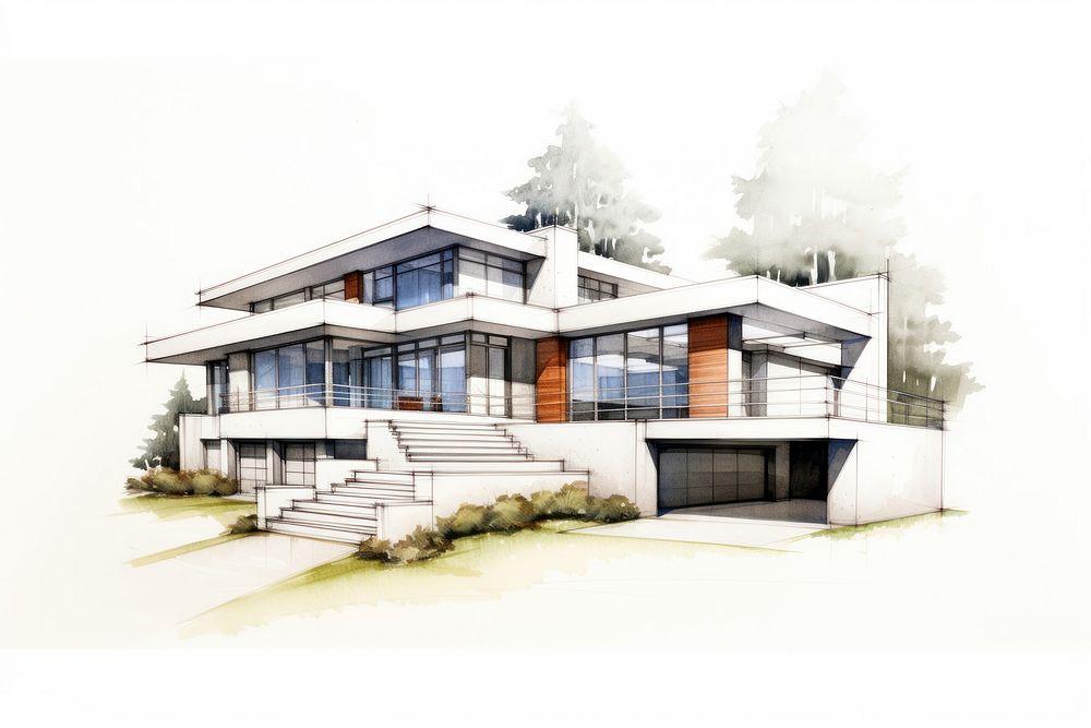 Sketch house drawing architecture. AI generated Image by rawpixel.