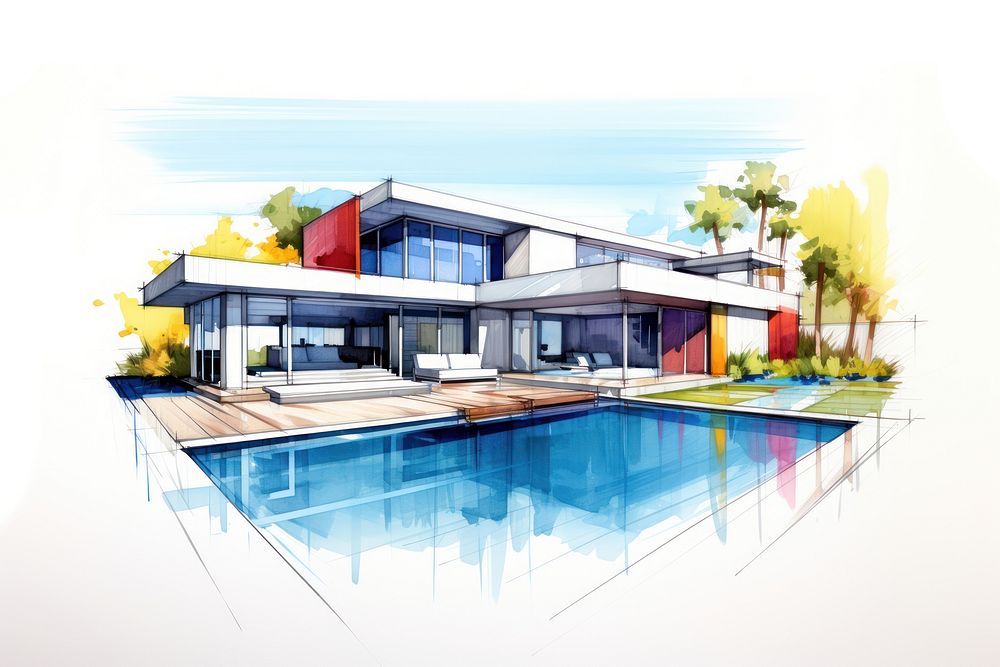 Sketch home architecture building. AI generated Image by rawpixel.