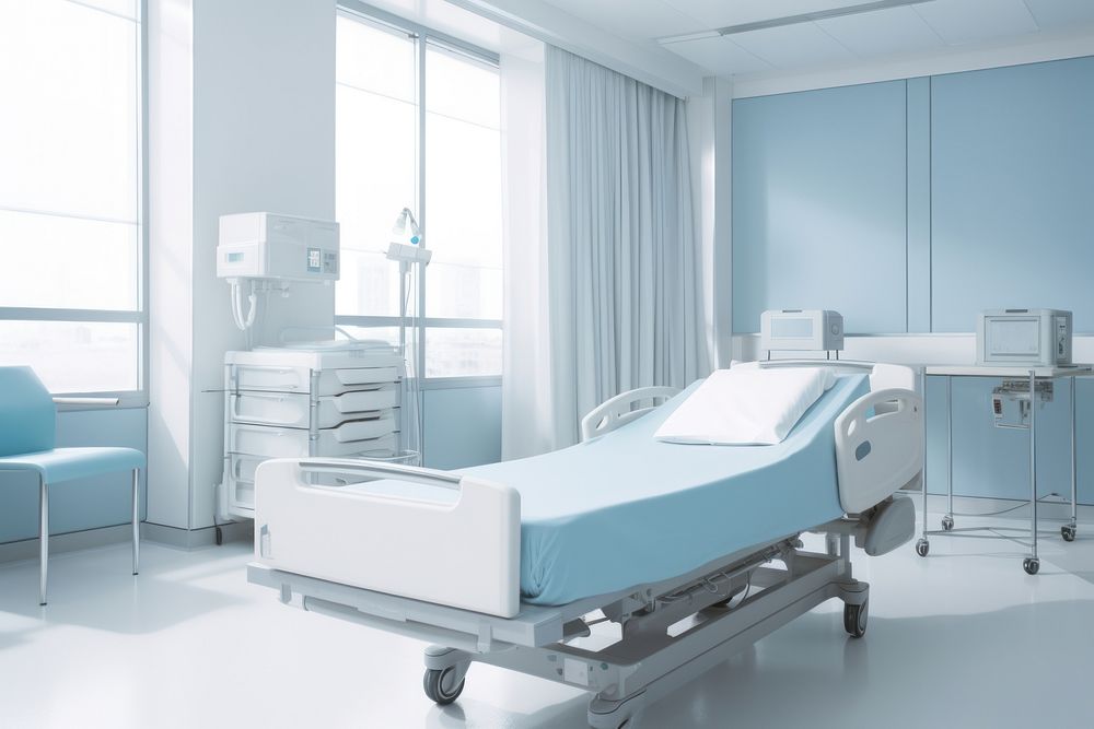 Hospital room architecture furniture building. AI generated Image by rawpixel.