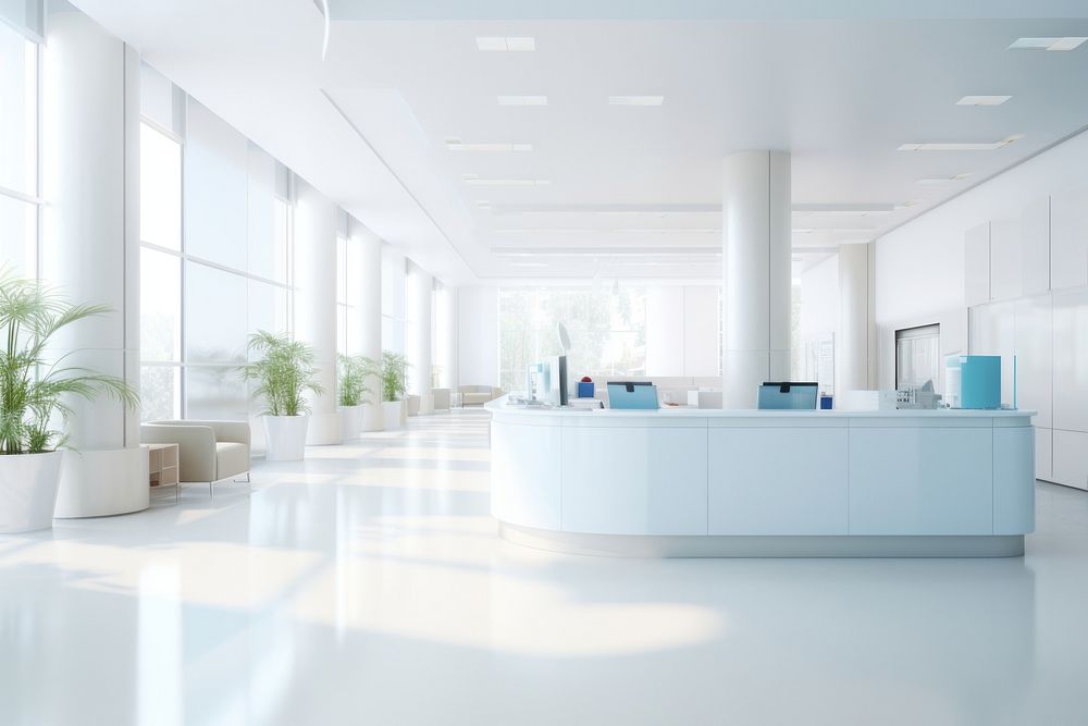 Hospital reception architecture building office. AI generated Image by rawpixel.