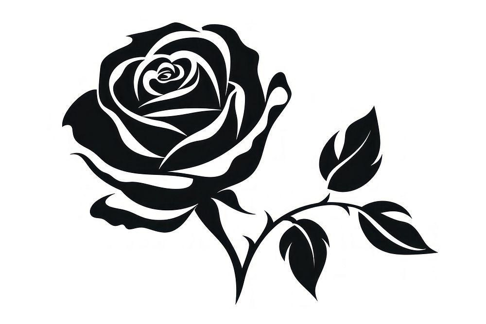 Rose silhouette drawing stencil. AI generated Image by rawpixel.