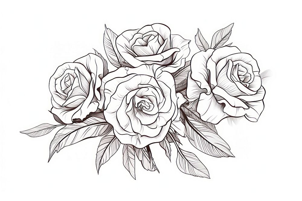 Drawing sketch rose flower. AI generated Image by rawpixel.